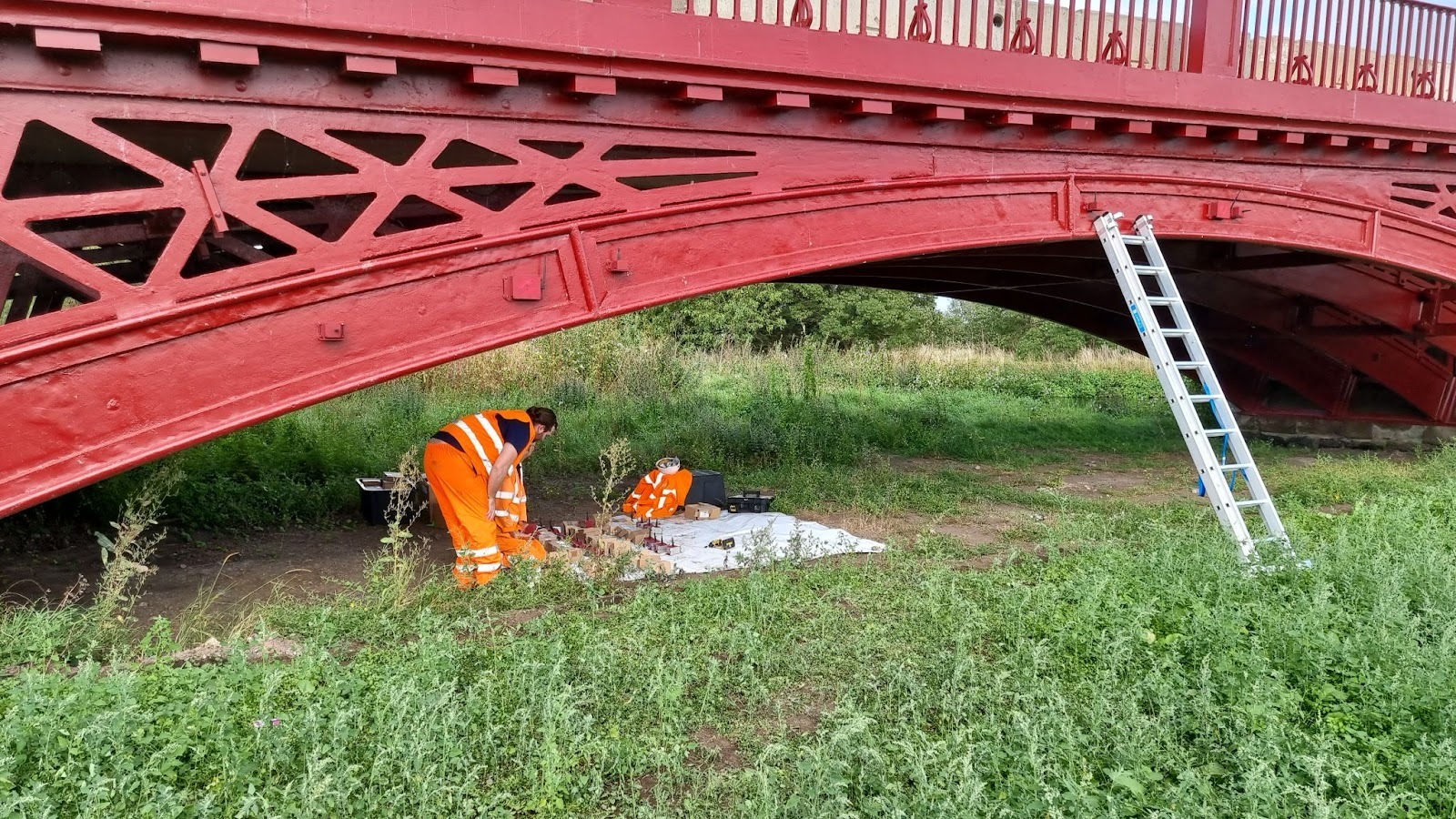 Engineers performing structural audit inspection for Chetwynd Bridge