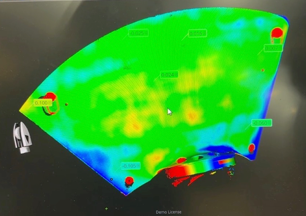 Corrosion Mapping Visualization in NDE Digital Twin Color-coded corrosion and defect heatmap generated from digital twin inspection data