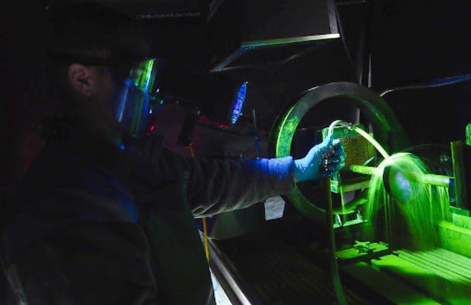 Magnetic Particle Testing of an aircraft component