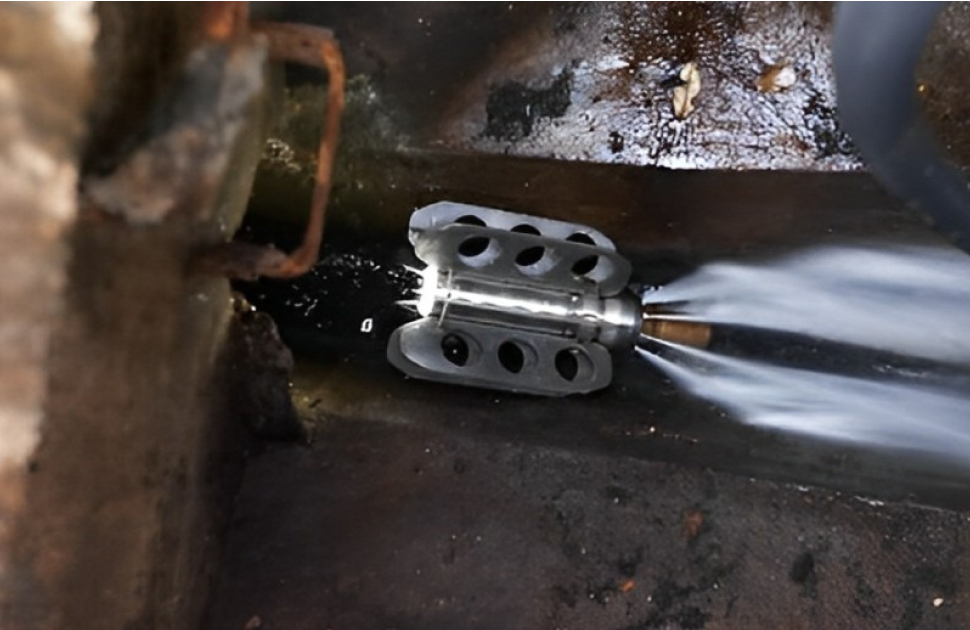 A video nozzle being used to inspect a sewer