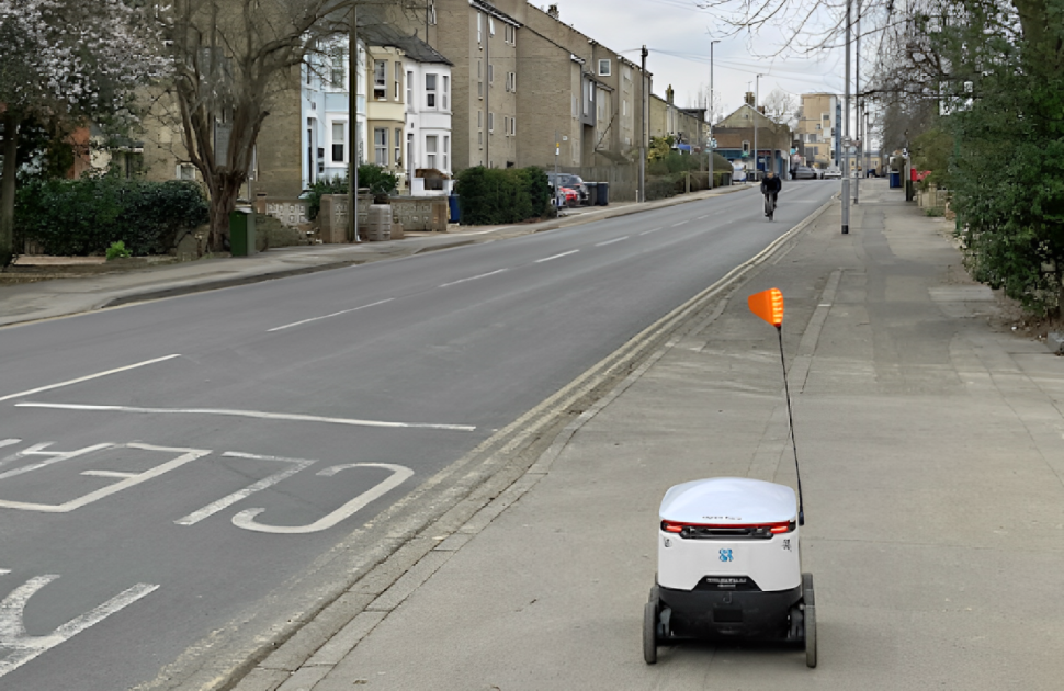 A delivery robot at work